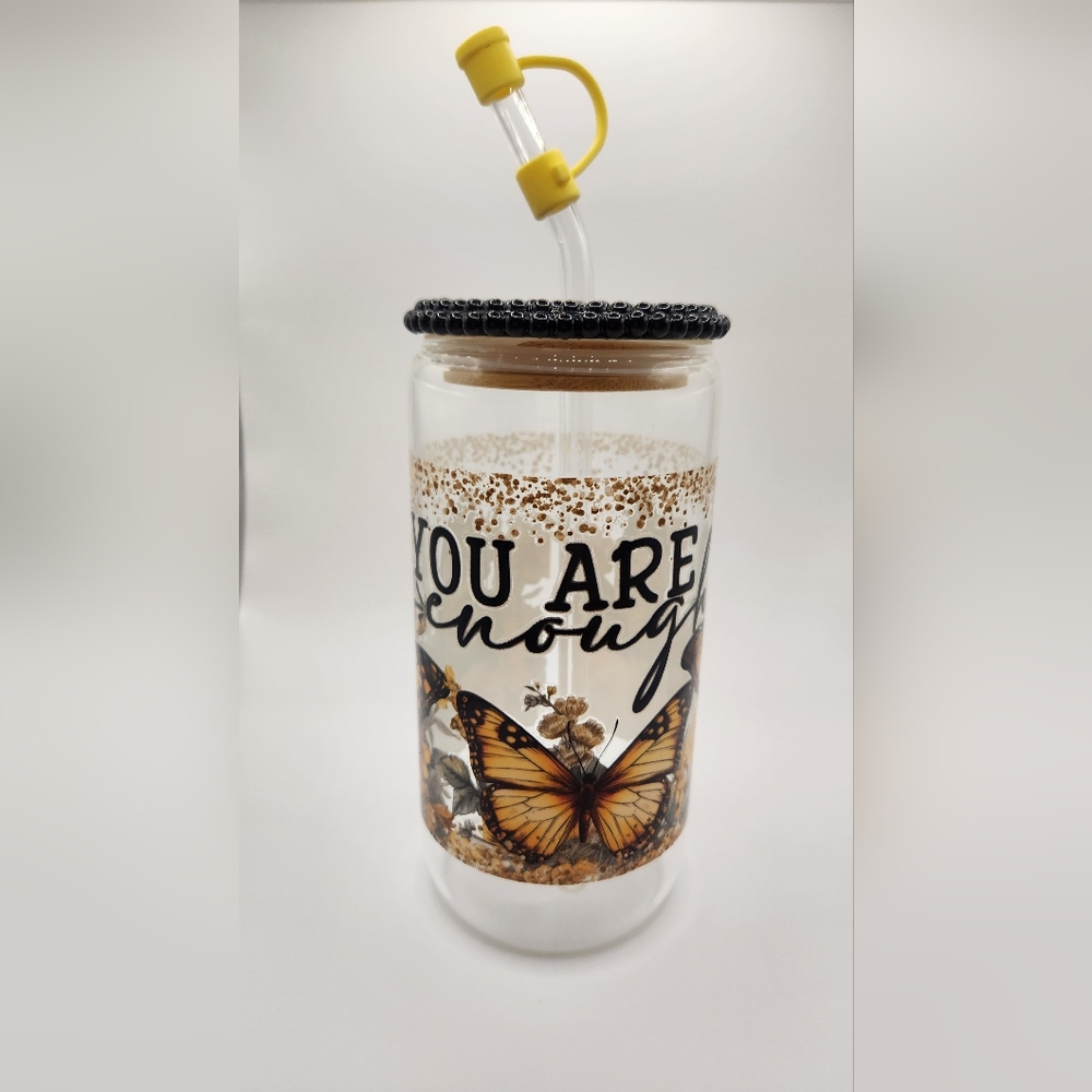 16oz Tumbler Cup (saying: you are enough)